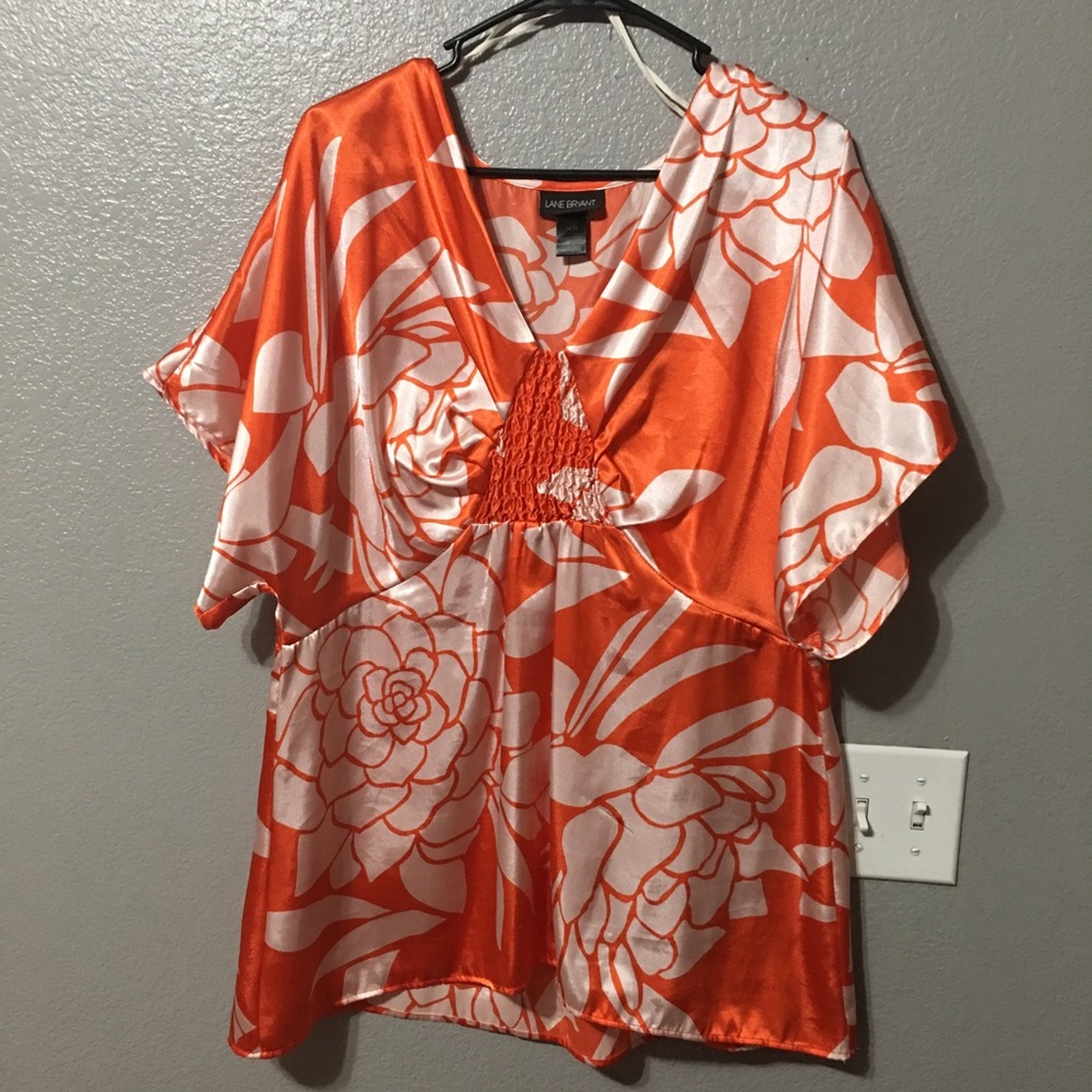Lane Bryant Orange/Cream Blouse